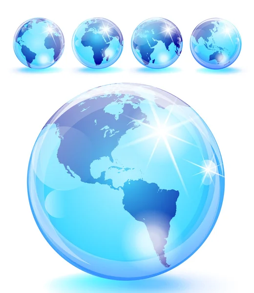 Glossy Planet Earth Marbles 5 visualizações —  Vetores de Stock