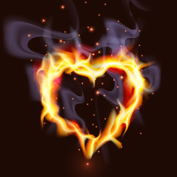 Brinnande hjärta — Stock vektor