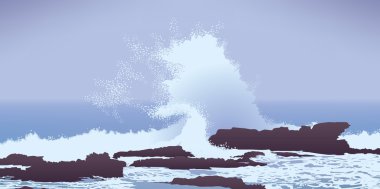 Pacific Ocean winter storm clipart