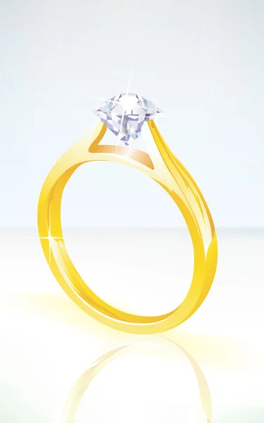 Brillante anillo de compromiso de diamantes — Vector de stock