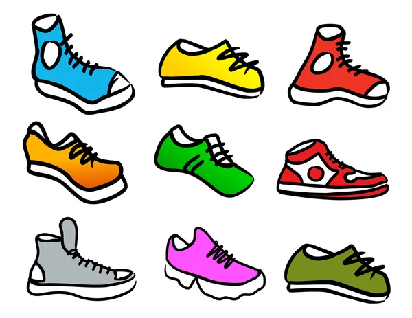 Collection of 9 abstract shoes — Stock Vector