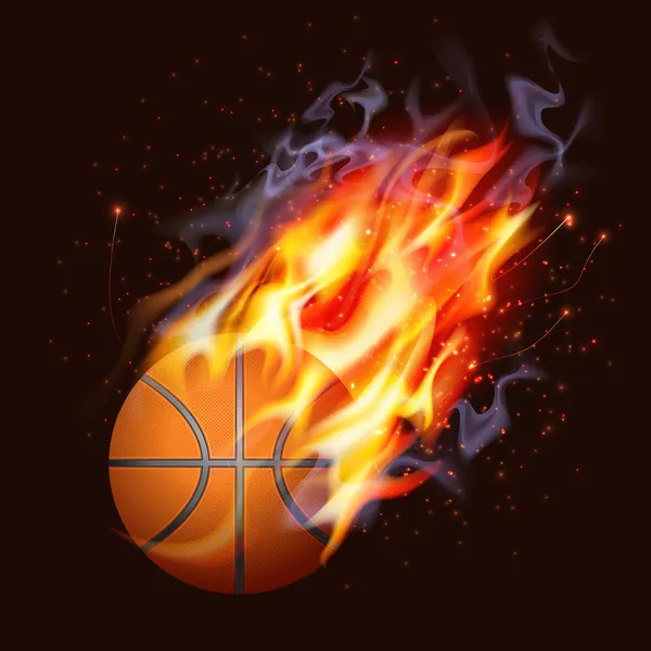 Basketball On Fire — Stock Vector