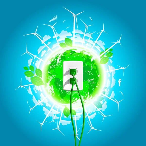 Grön energi plug koncept — Stock vektor