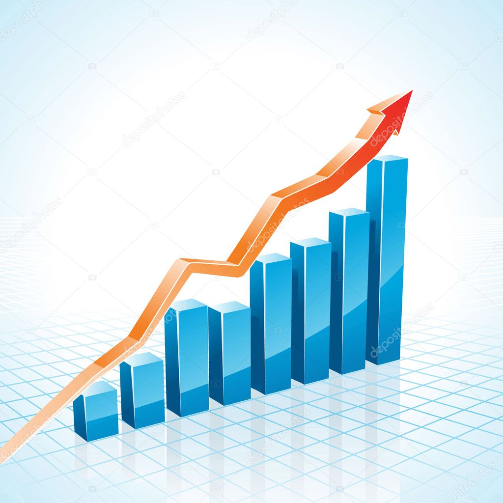 3d business growth bar graph