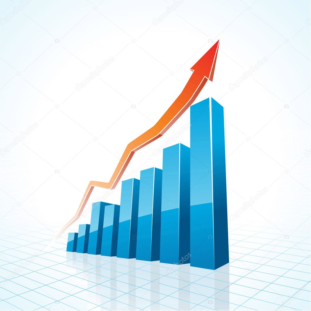 Gráfico De Barras De Crecimiento Empresarial 3d Vector De Stock 9678273 De ©captainprince