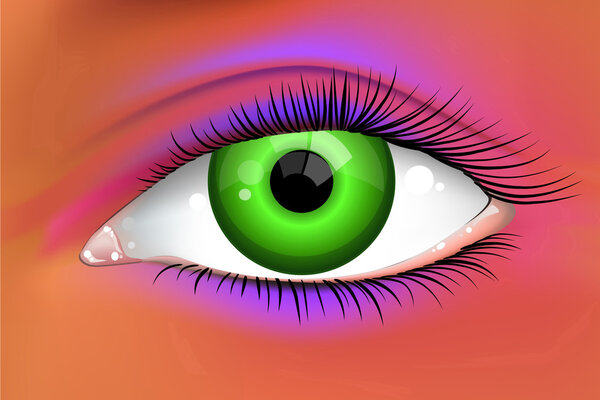 Abstract bright green female eye