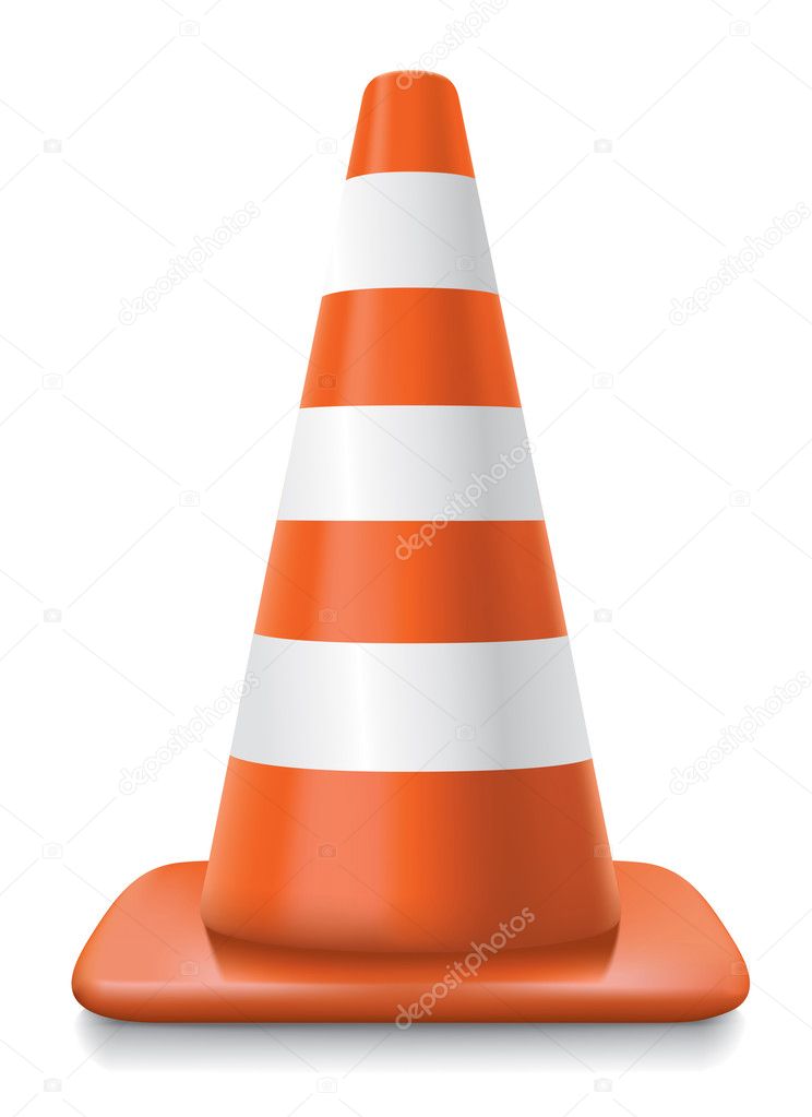 striped traffic cone