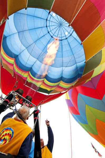A Hot Air Balloon burners in operationon inflating