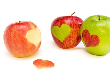 Three apples with hearts clipart