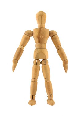 Figure of a wooden man on a white background clipart