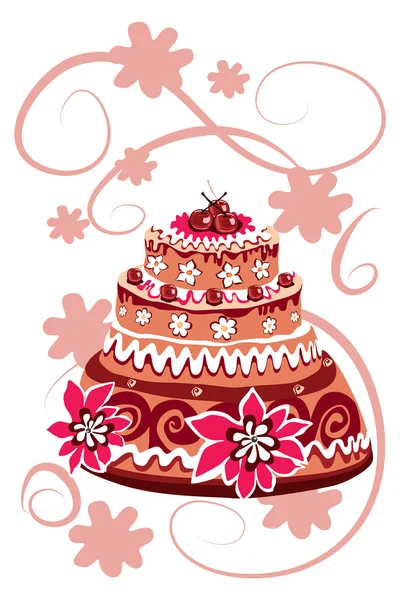 Gâteau aux cerises — Image vectorielle