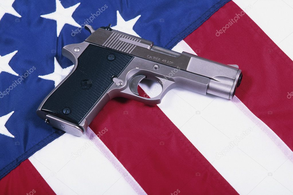 Gun and flag
