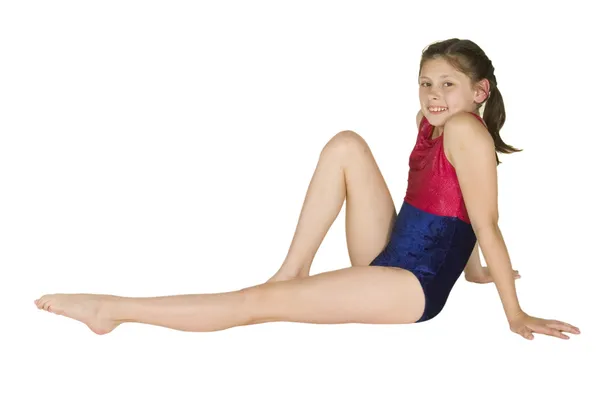 10-årig flicka i gymnastik poser — Stockfoto