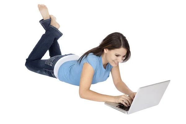 Žena používající počítač — Stock fotografie