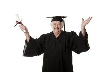 Woman in graduation gown clipart