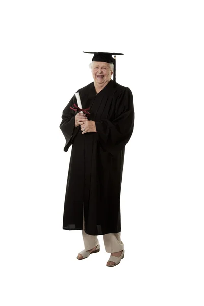 Woman in graduation gown — Stock Photo, Image