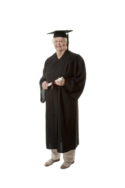 Woman in graduation gown — Stock Photo, Image