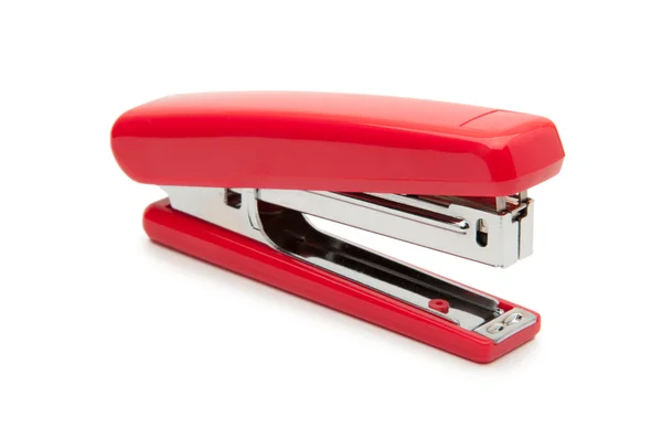 Red stapler pada latar belakang putih. — Stok Foto