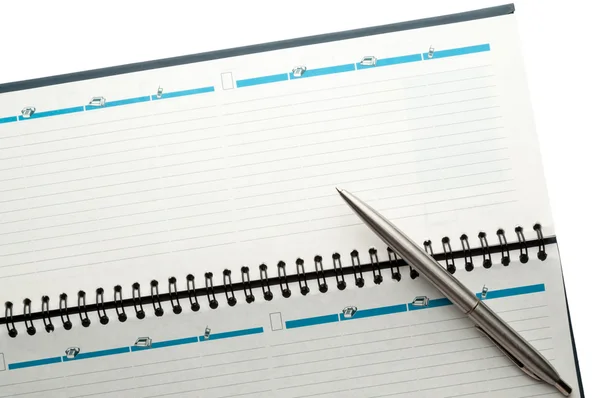 Open weekly planner with ballpen. — Stock Photo, Image