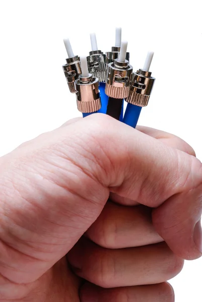 Connettori ottici nella mano — Foto Stock