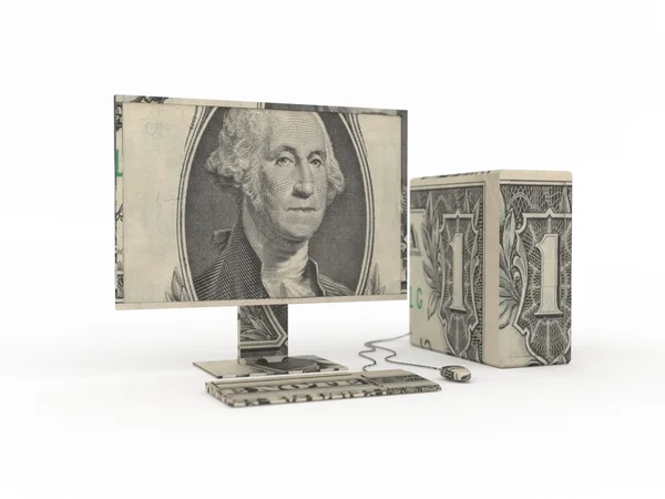 Computer origami made from dollar bills — Stock Photo, Image