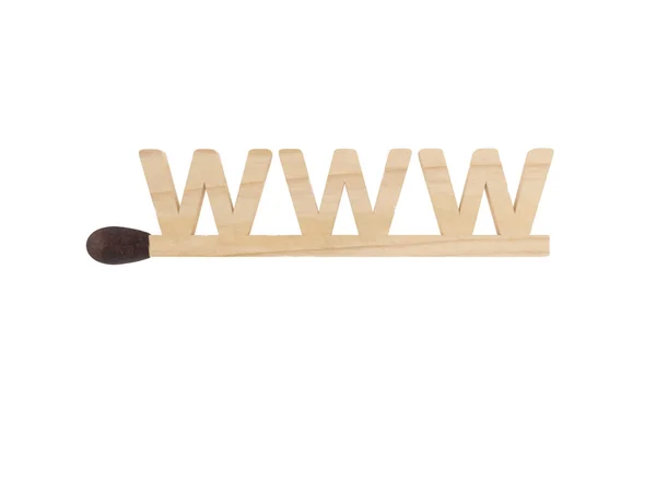 Wooden www on the match — Stock Photo, Image