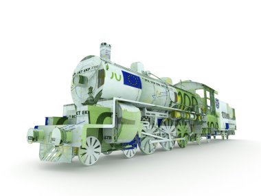 Euro steam engine symbolizing the power of money clipart