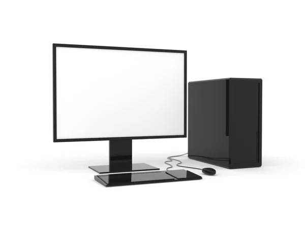 Schwarzer PC auf weißem Hintergrund — Stockfoto