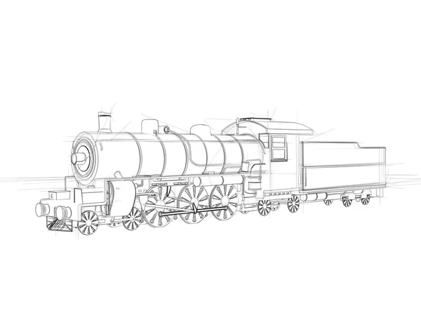 Illustation 的一辆蒸汽机车. — 图库照片#