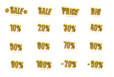 Lot of discount and sale symbols clipart