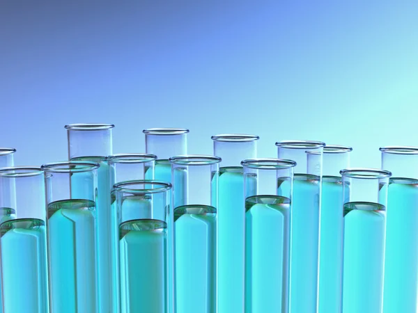 stock image Test tubes with blue liquid