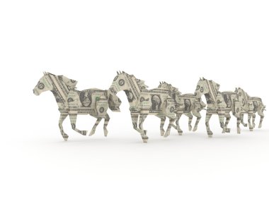 Dollar horses symbolizing the power of money clipart