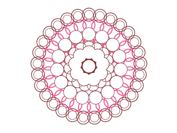 Mandala circular vermelha rosa no fundo branco — Fotografia de Stock