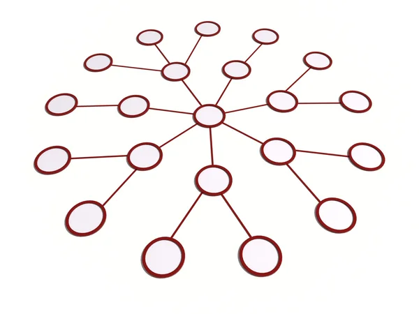 白地に赤いリング ネットワーク — ストック写真
