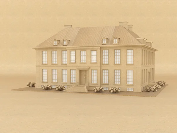 Model domu w stylu wiktoriańskim z makulatury — Zdjęcie stockowe