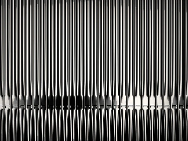 Shiny organ pipes in church front view — Stock Photo, Image