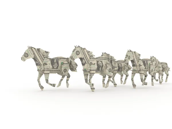 Dollár lovak szimbolizálja a hatalom és a pénz — Stock Fotó