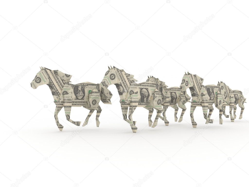 Dollar horses symbolizing the power of money