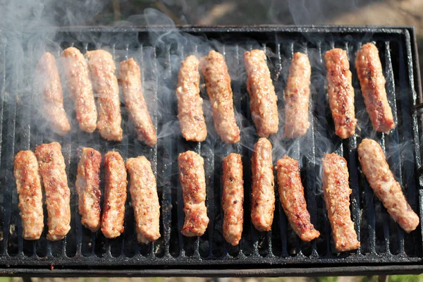 Kebabs en parrilla de barbacoa — Foto de Stock