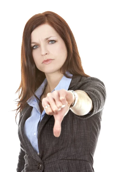 Thumbs down from woman — Stock Photo, Image