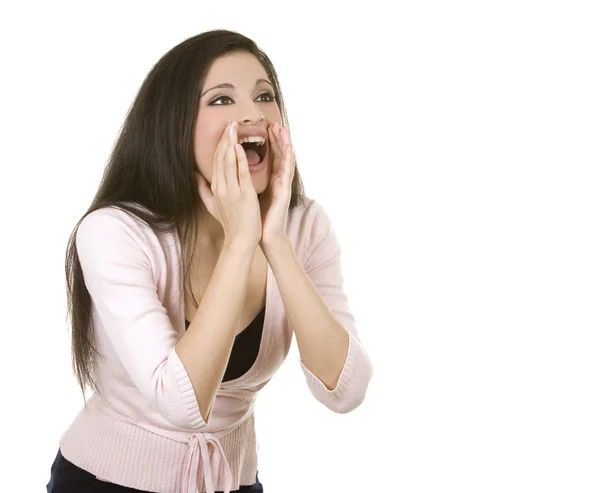 Příležitostné brunetka křičí — Stock fotografie