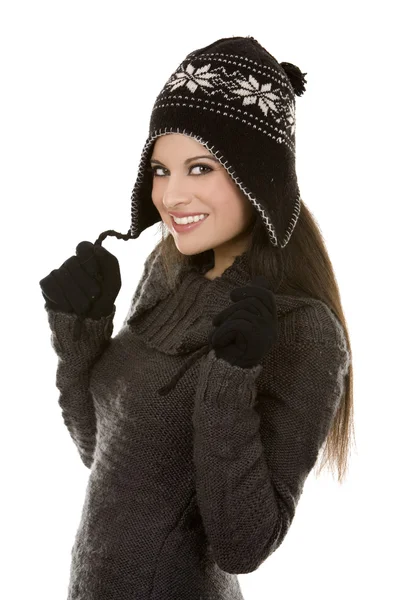 Winter brunette — Stock Photo, Image