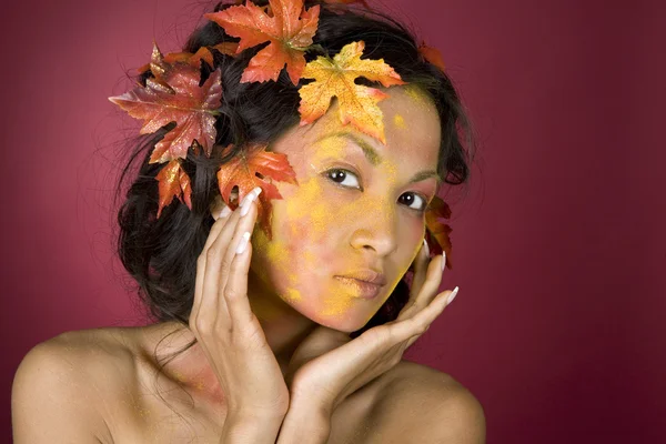 stock image Beautiful fall face