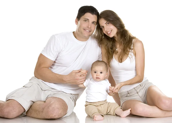 Щаслива сім'я з трьох — стокове фото