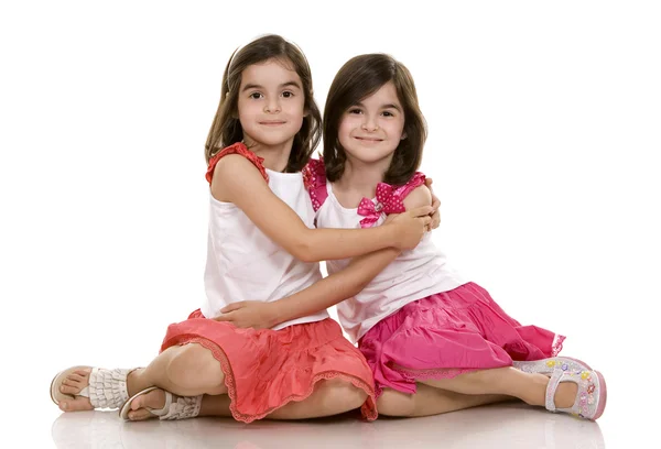 Bruneta dívky dvojčata — Stock fotografie