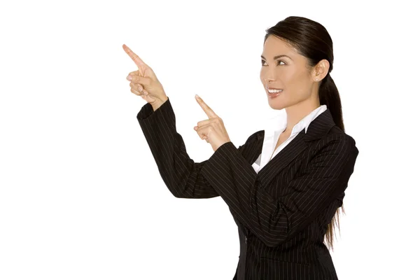 Mujer señalando con los dedos —  Fotos de Stock