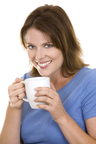 Casual vrouw met koffie — Stockfoto