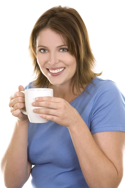 Příležitostné žena s kávou — Stock fotografie
