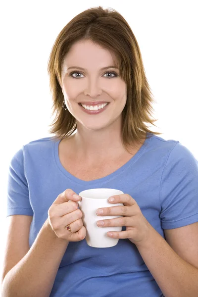 Příležitostné žena s kávou — Stock fotografie