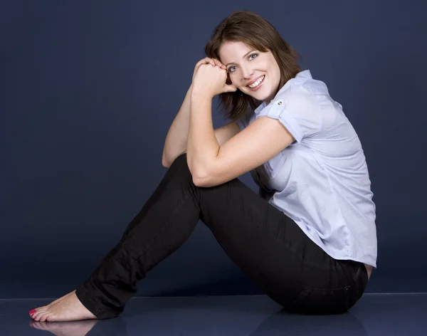 Casual woman in blue — Stock Photo, Image
